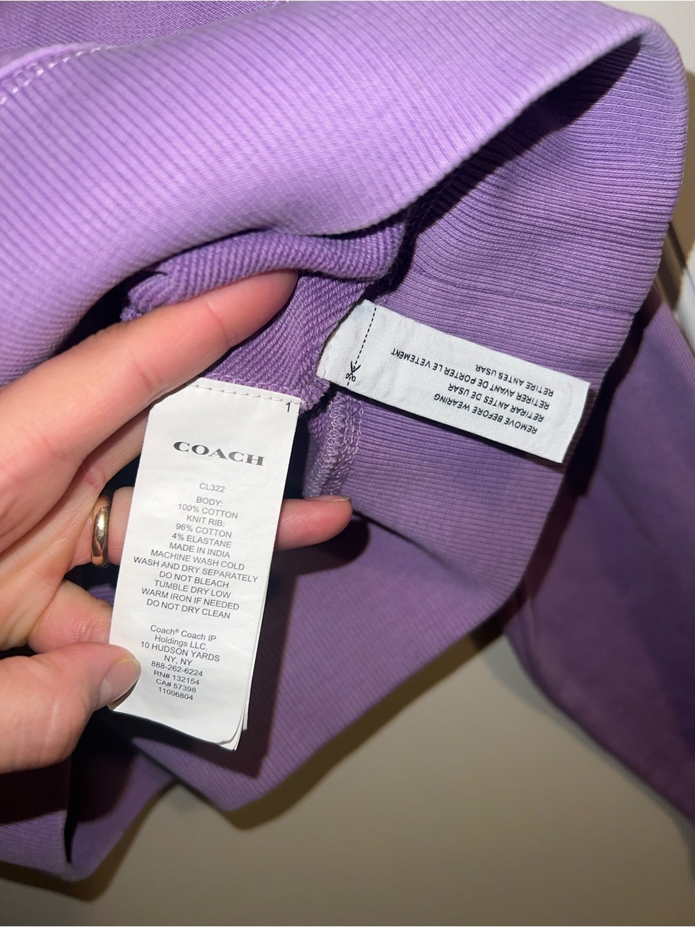 Coach Garment Dye Cropped Hoodie Sweatshirt in Purple - Picture 7 of 11